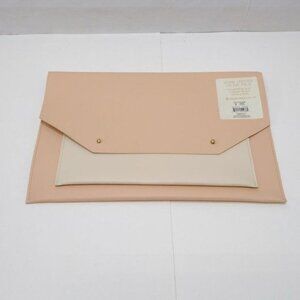 Vegan Leather Laptop Folio Fits Laptops Up To 14" Two Pockets Button Closure NWT